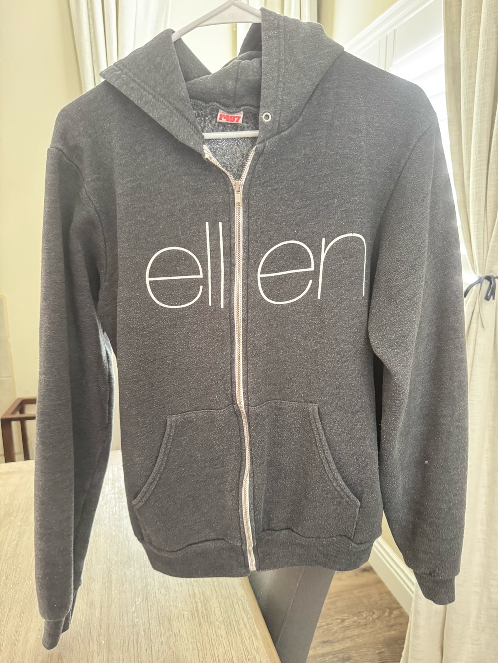 Ellen Show Full Zip Hoodie | Gray Graphic Sweatshirt | Women’s Medium